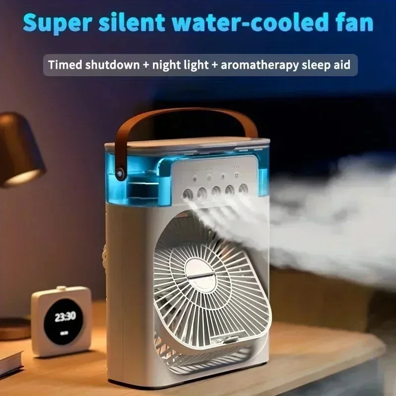 Portable Mist Fan & Humidifier with LED Night Light