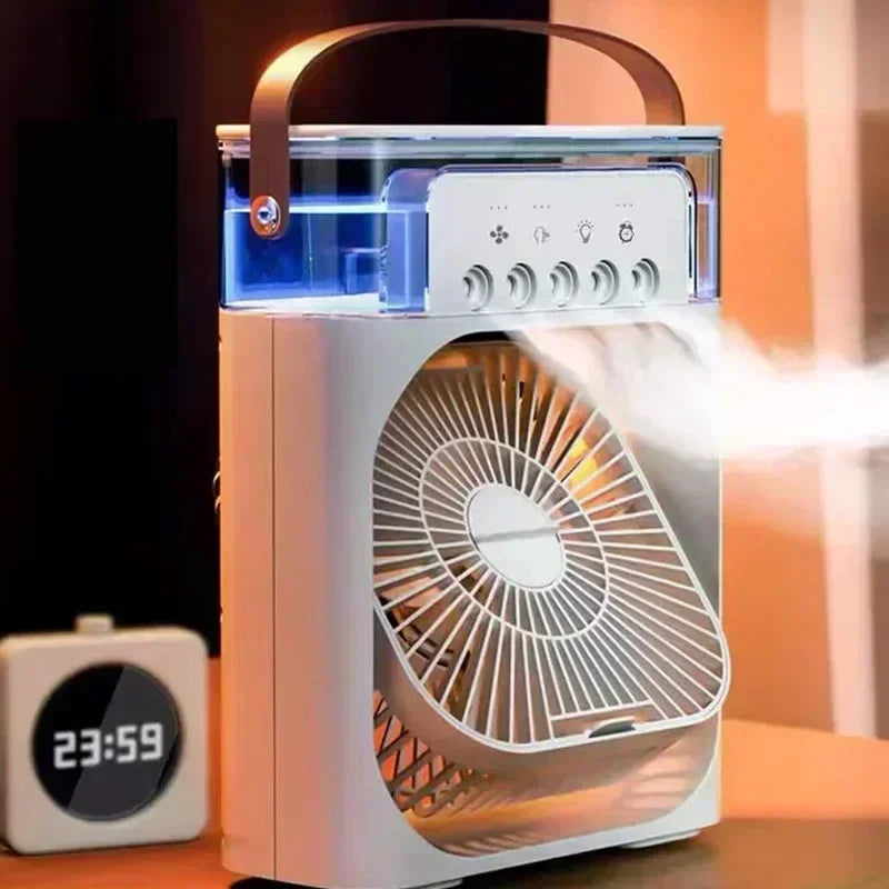 Portable Mist Fan & Humidifier with LED Night Light